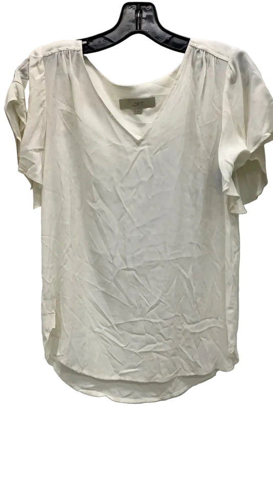 Top Short Sleeve By Loft In Ivory, Size: Xs