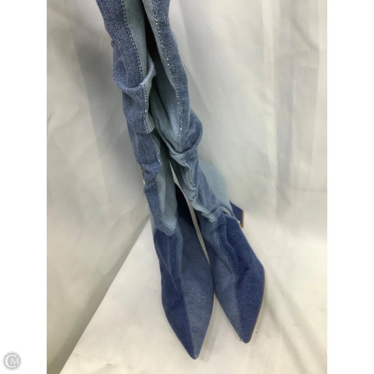 Boots Mid-calf Heels By Vince Camuto In Blue Denim, Size: 9