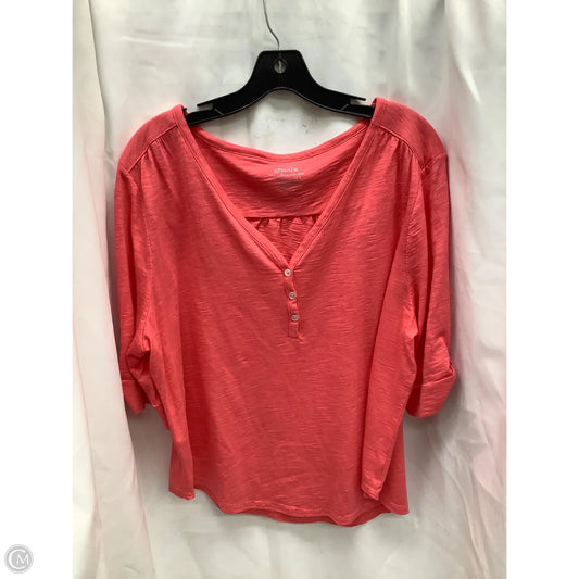 Top Short Sleeve By Chicos In Coral, Size: Xl
