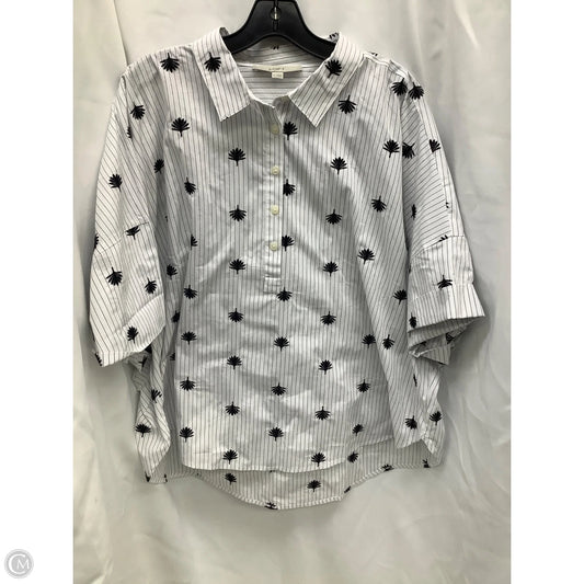 Top Short Sleeve By Loft In Black & White, Size: Xl