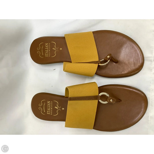 Sandals Flats By Italian Shoemakers In Tan & Yellow, Size: 9