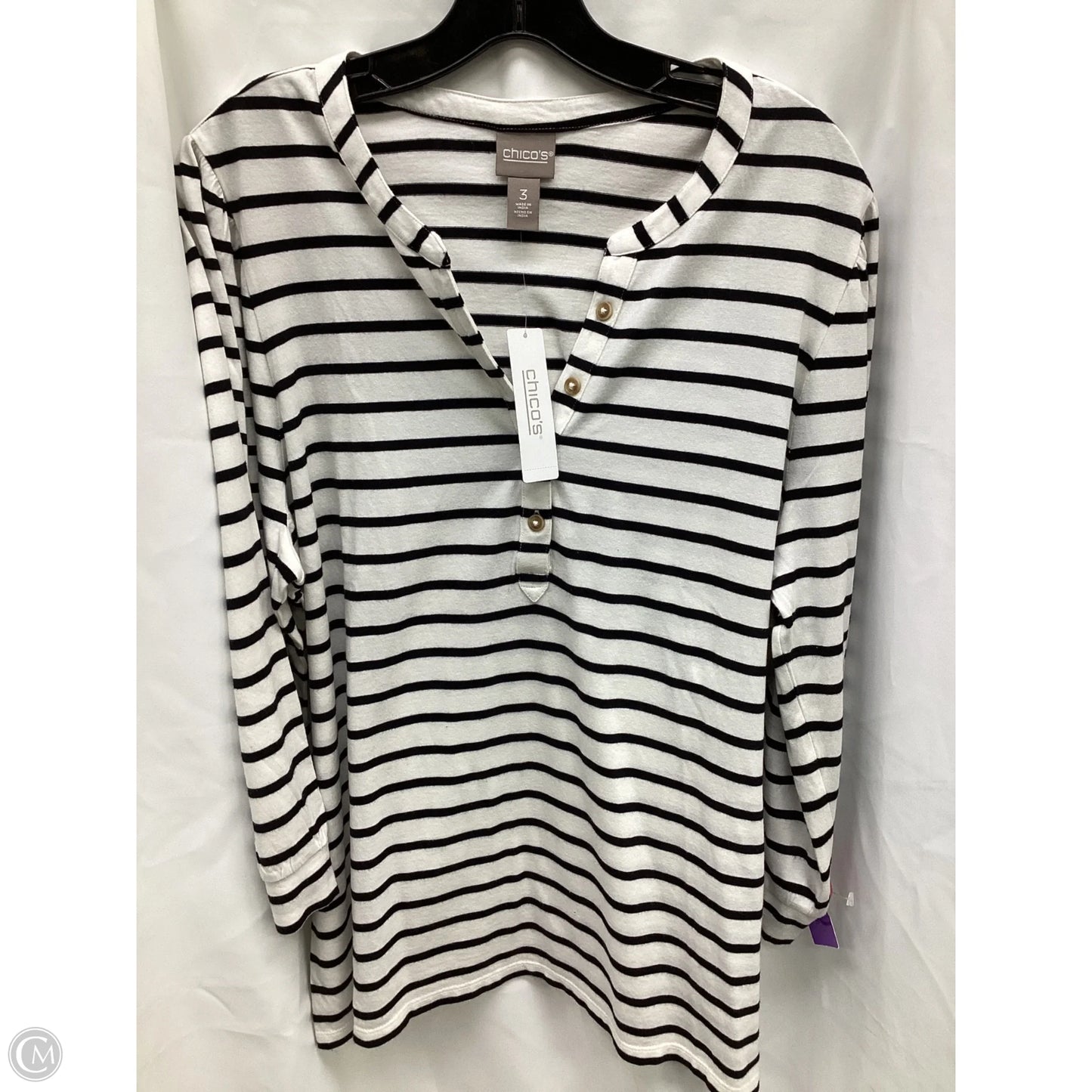 Top Long Sleeve By Chicos In Striped Pattern, Size: Xxl