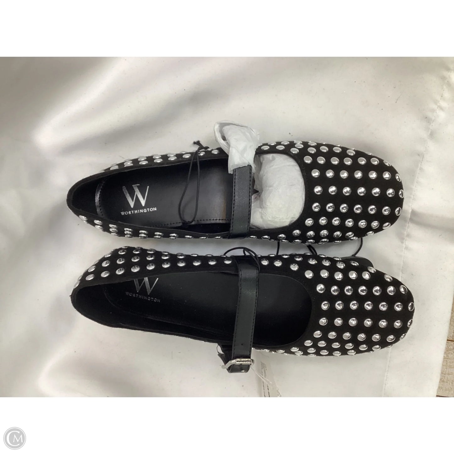 Shoes Flats By Worthington In Black & Silver, Size: 8.5