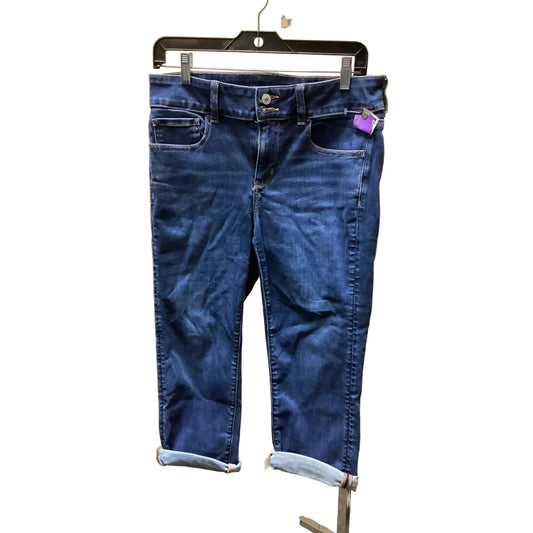 Jeans Cropped By American Eagle In Blue Denim, Size: 10