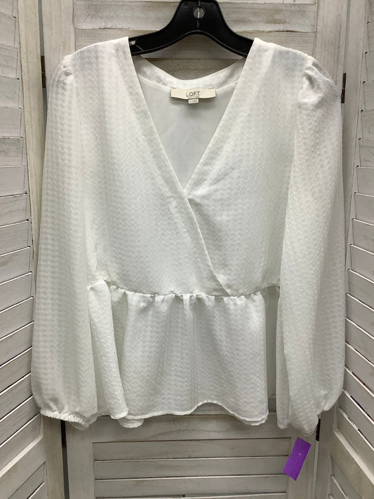 White Top Long Sleeve Loft, Size S