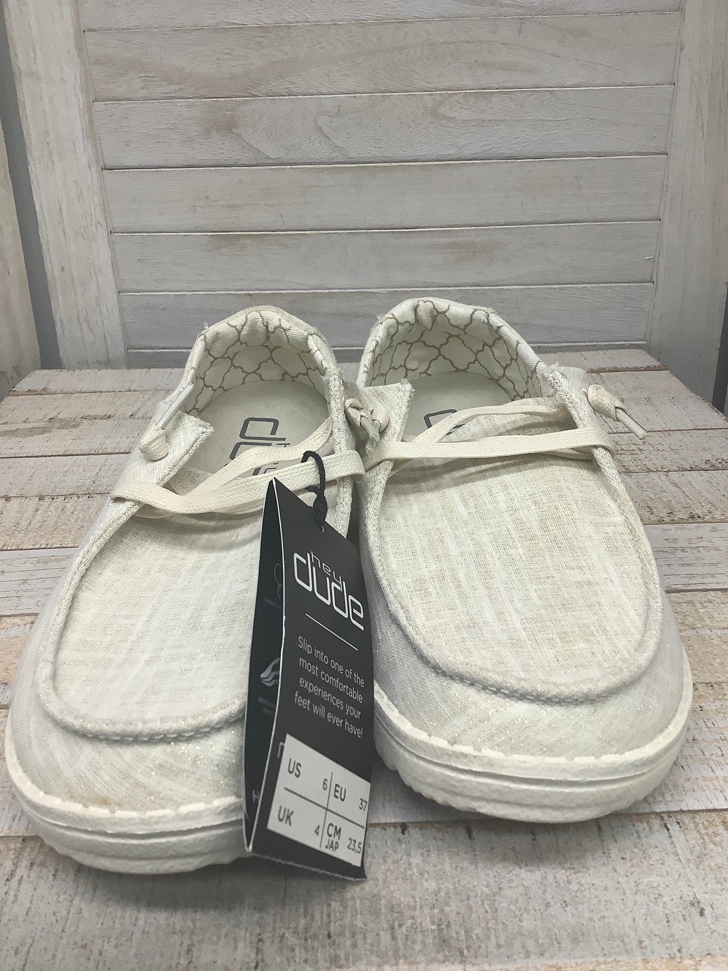 Shoes Flats By Hey Dude In Ivory, Size: 6