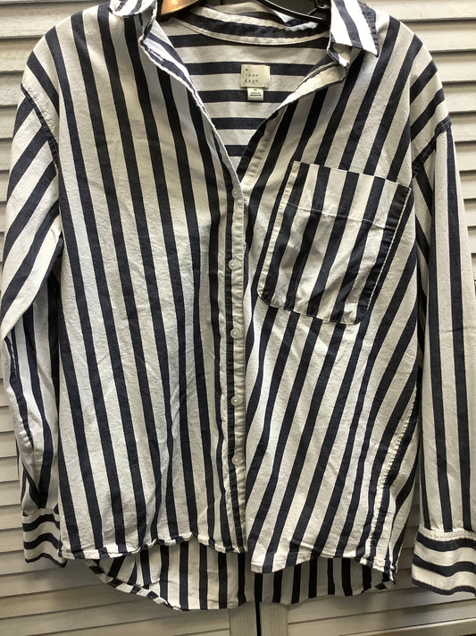 Blouse Long Sleeve By A New Day In Striped Pattern, Size: M