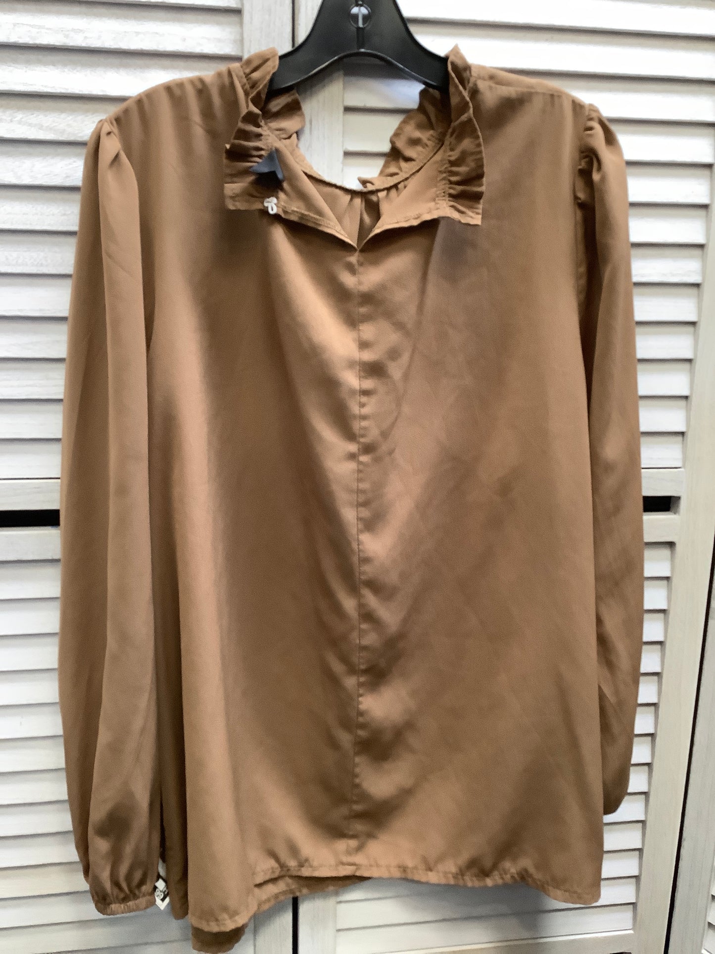 Top Long Sleeve By Shein In Brown, Size: 2x