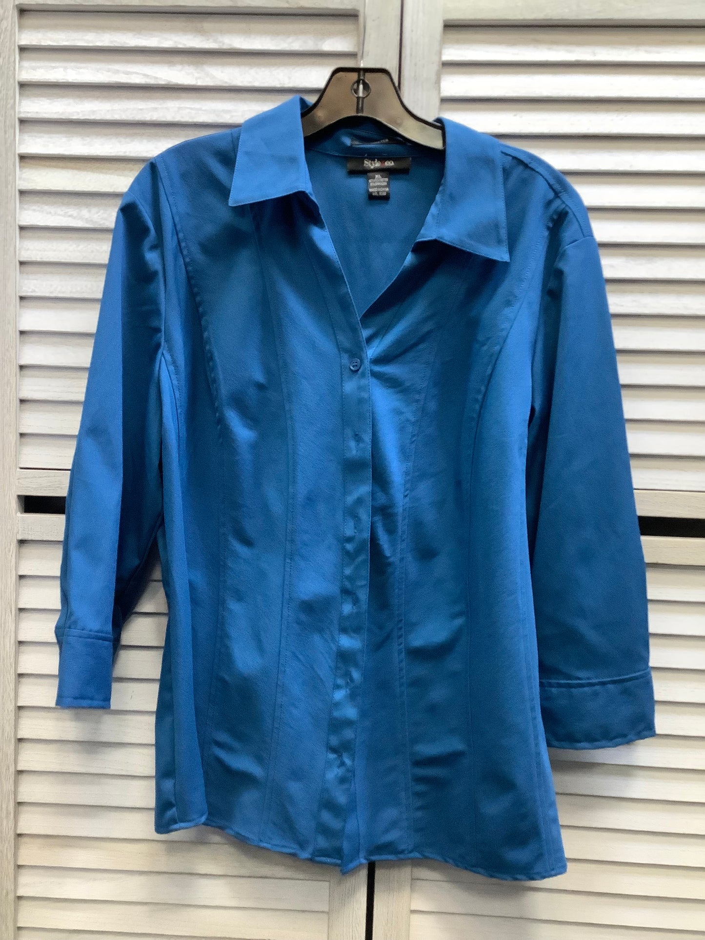 Blouse Long Sleeve By Style And Company In Blue, Size: Xl