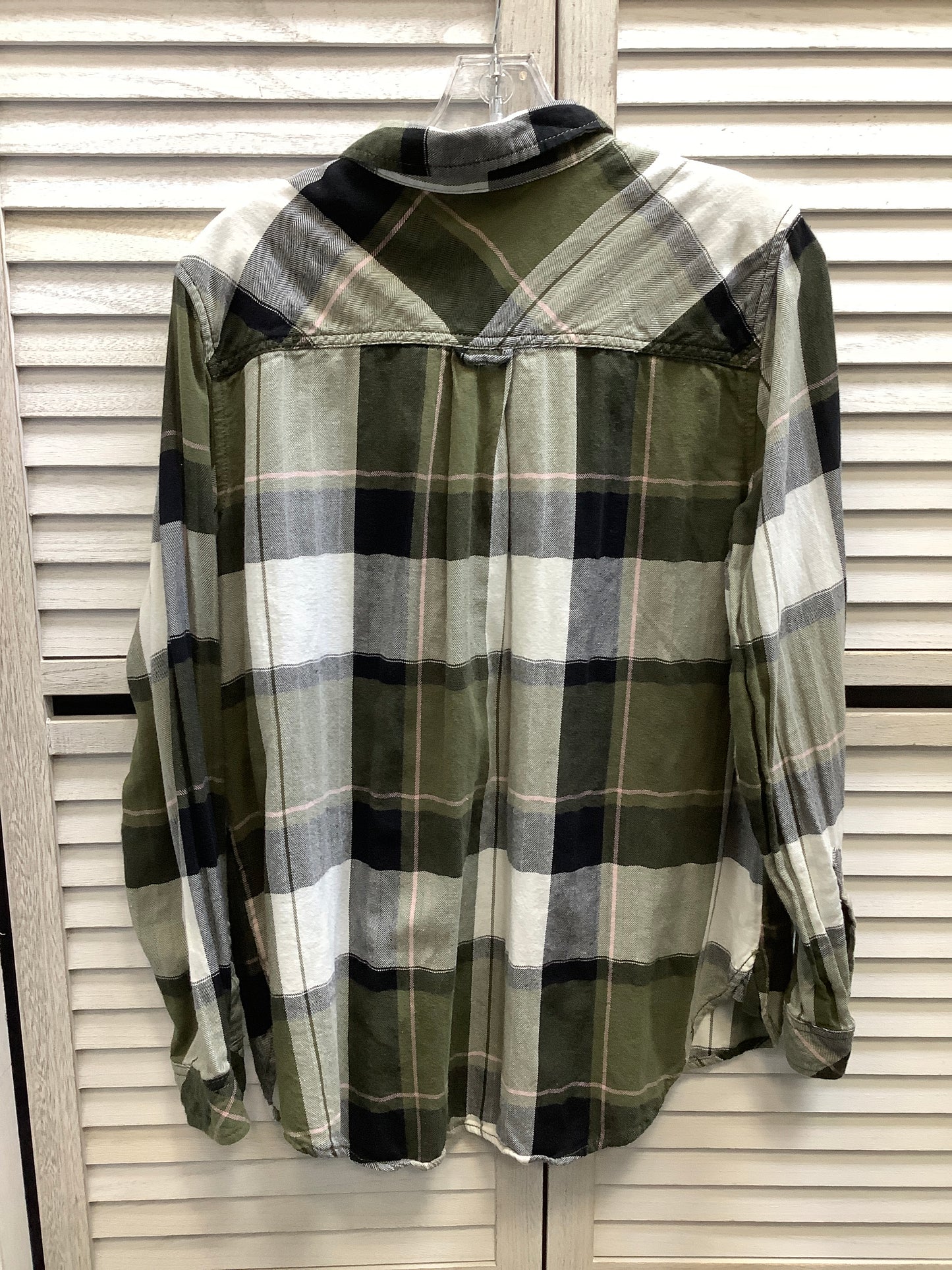 Blouse Long Sleeve By Sonoma In Plaid Pattern, Size: L