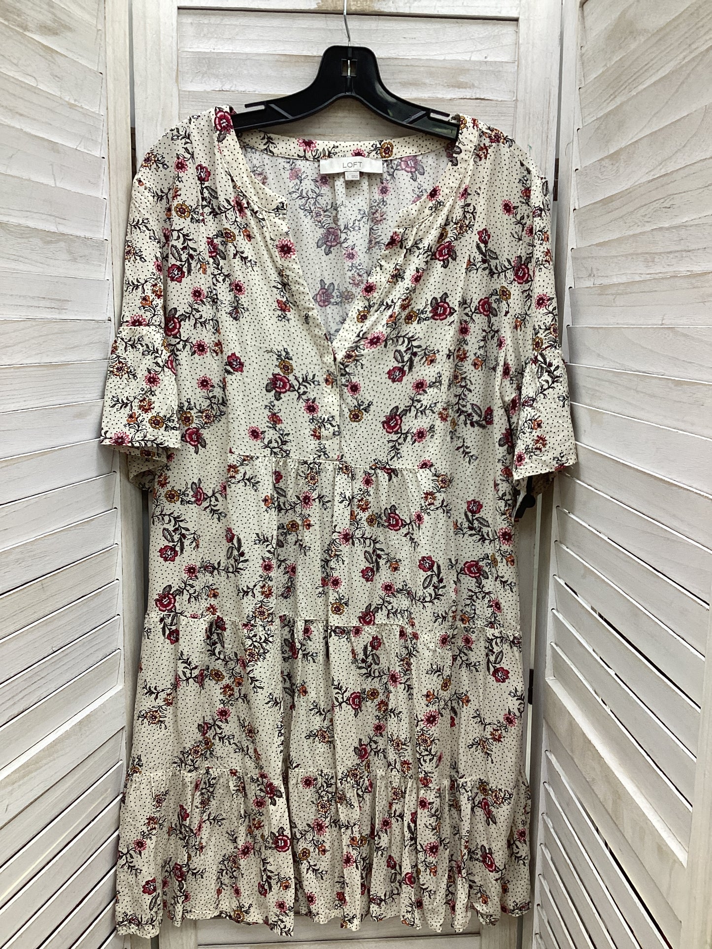 Dress Casual Midi By Loft In Floral Print, Size: L