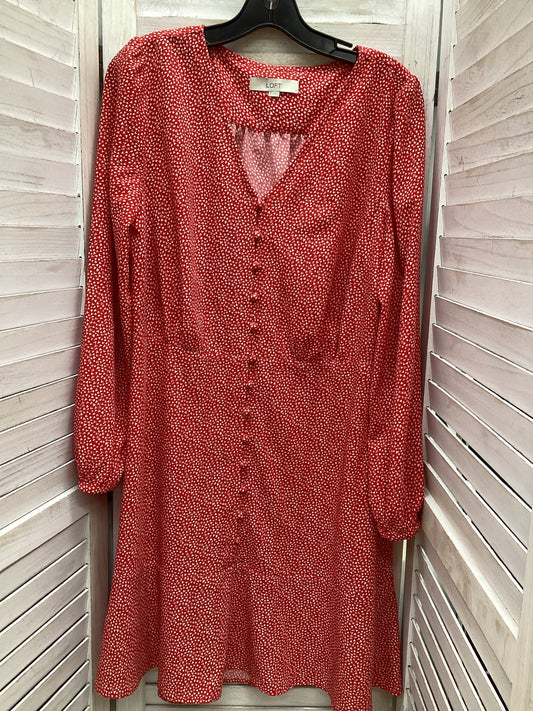 Dress Casual Midi By Loft In Red & White, Size: 12