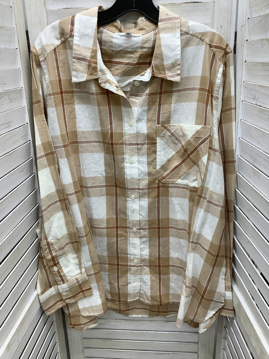 Top Long Sleeve By Time And Tru In Plaid Pattern, Size: Xxl