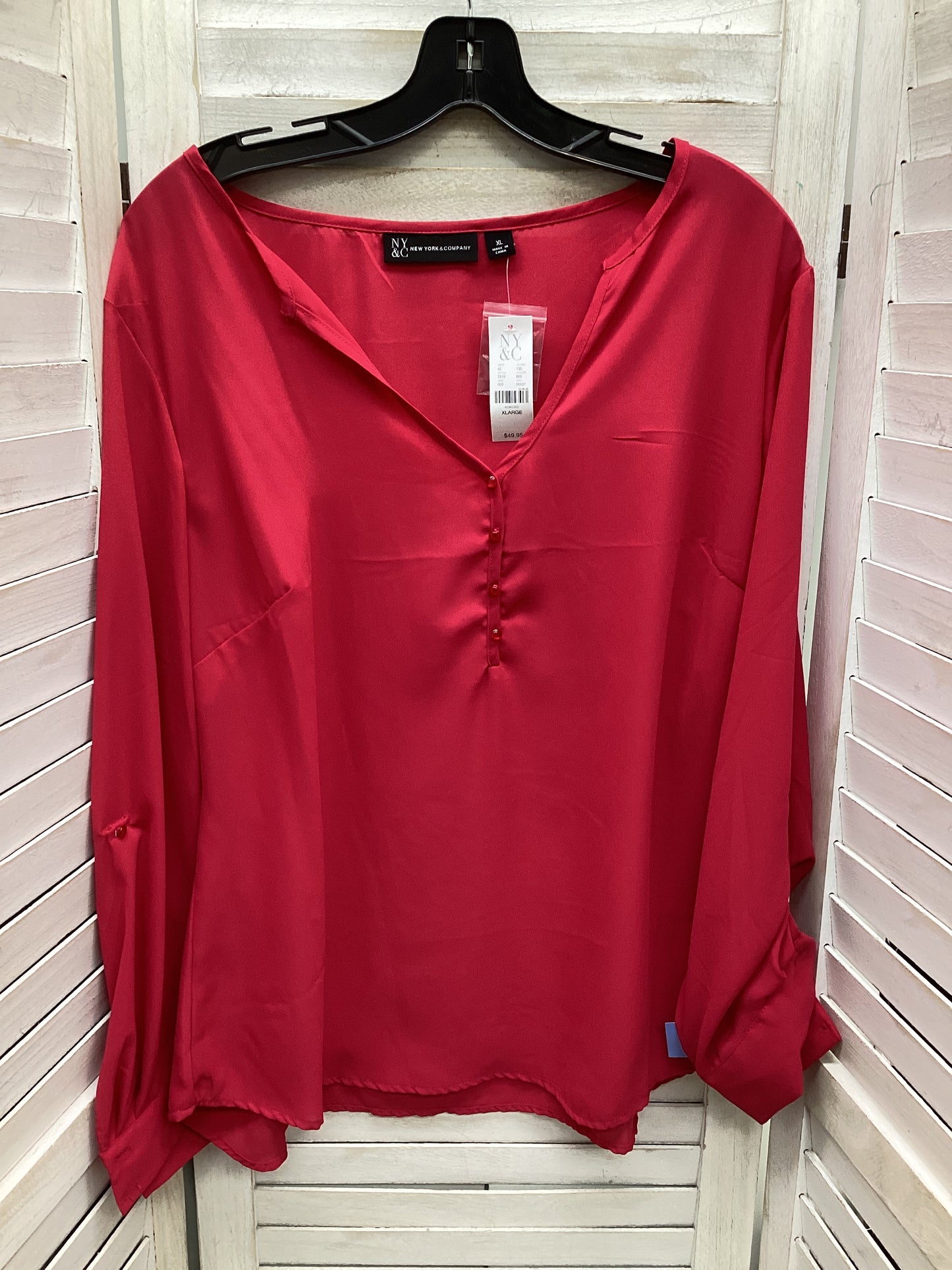 Top Long Sleeve By New York And Co In Pink, Size: Xl