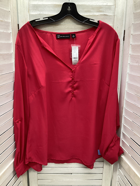 Top Long Sleeve By New York And Co In Pink, Size: Xl