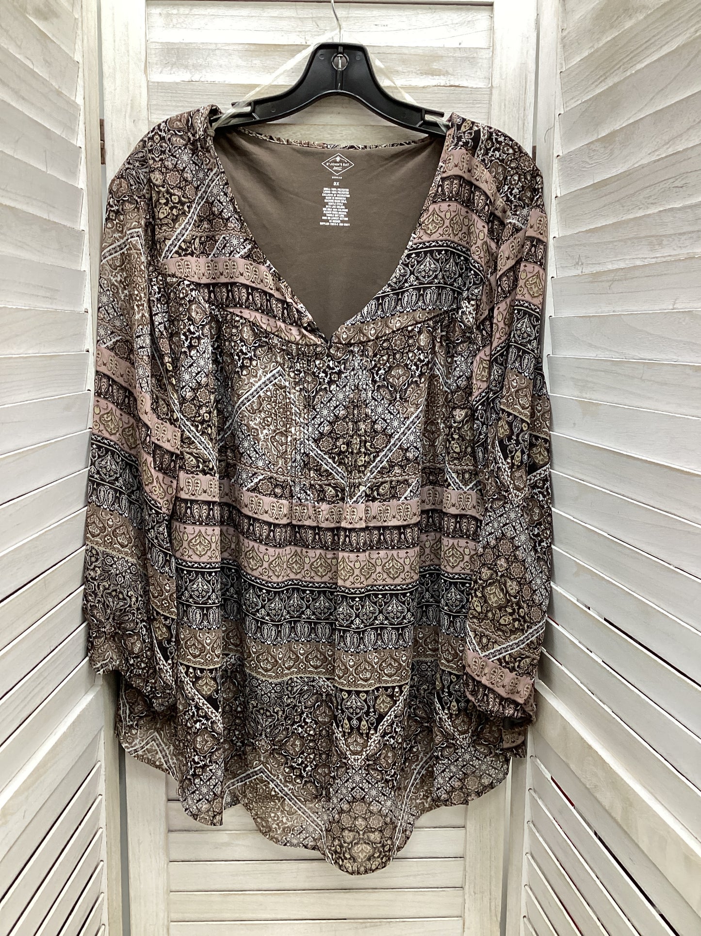 Top Long Sleeve By St Johns Bay In Paisley Print, Size: 3x