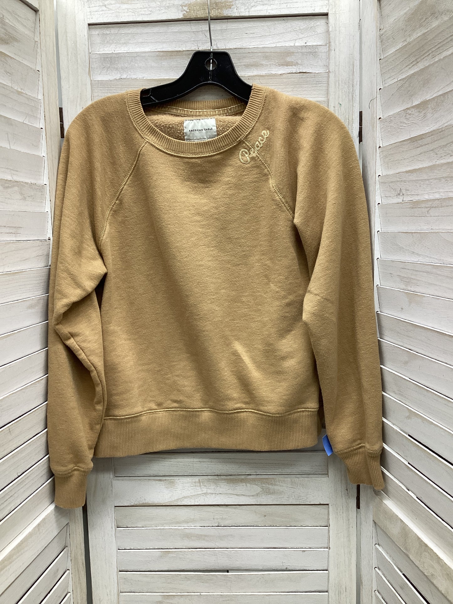 Top Long Sleeve By American Eagle In Tan, Size: Xs