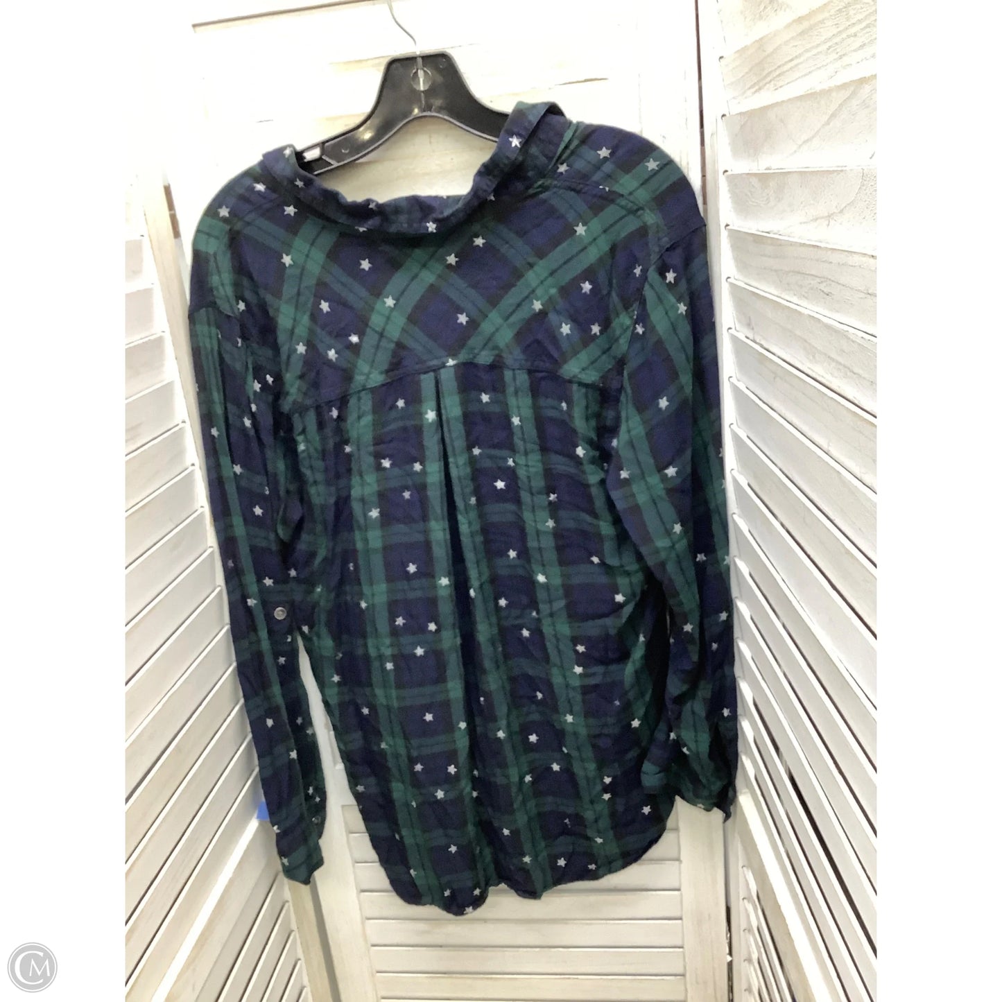 Top Long Sleeve By Rock And Republic In Plaid Pattern, Size: L