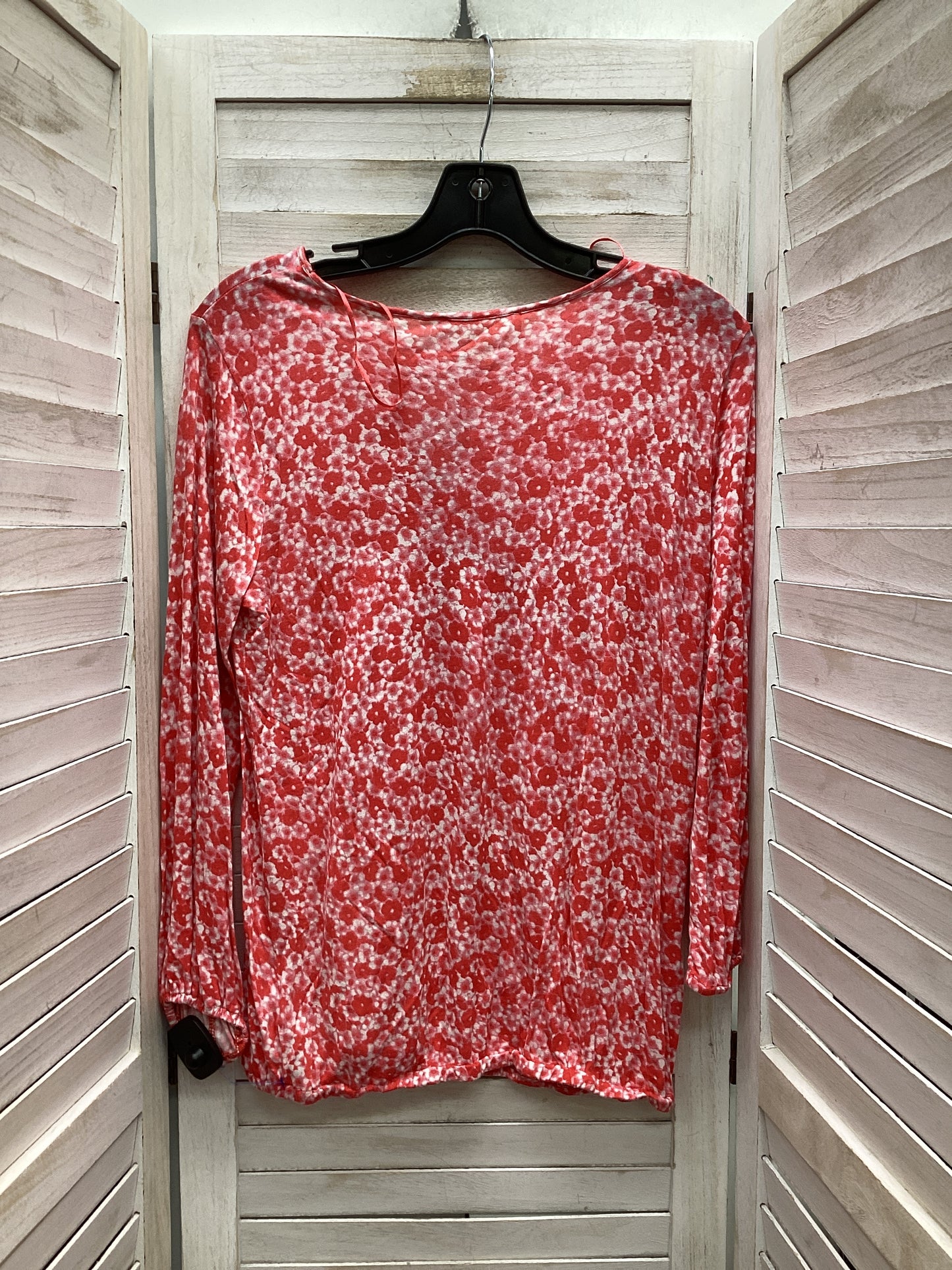 Top Long Sleeve By Michael By Michael Kors In Red & White, Size: S