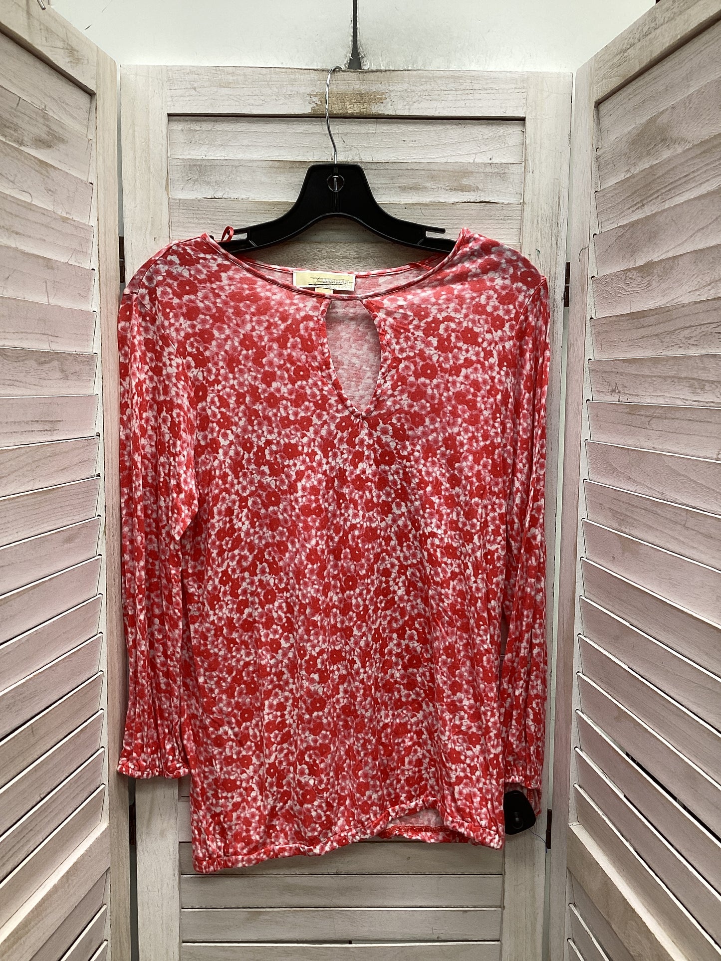 Top Long Sleeve By Michael By Michael Kors In Red & White, Size: S