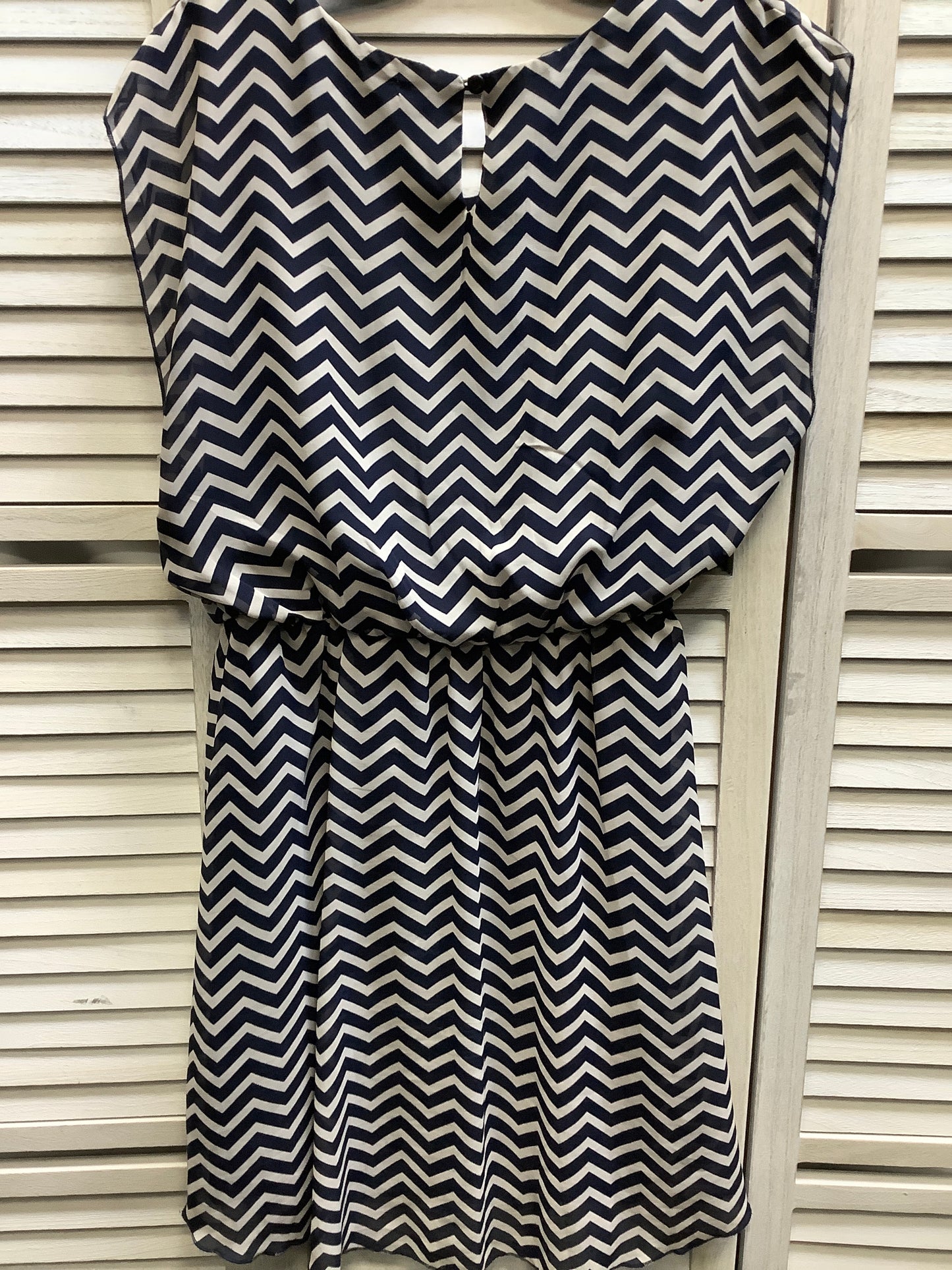 Blue White Dress Casual Midi Tacera, Size L