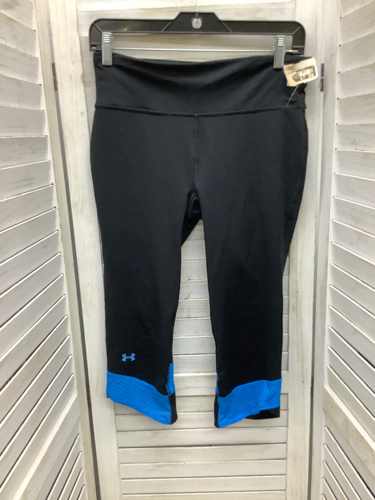 Athletic Leggings Capris By Under Armour In Black Blue, Size: M