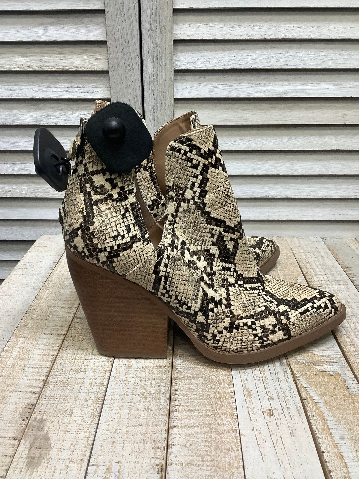 Boots Ankle Heels By Abound In Snakeskin Print, Size: 8.5