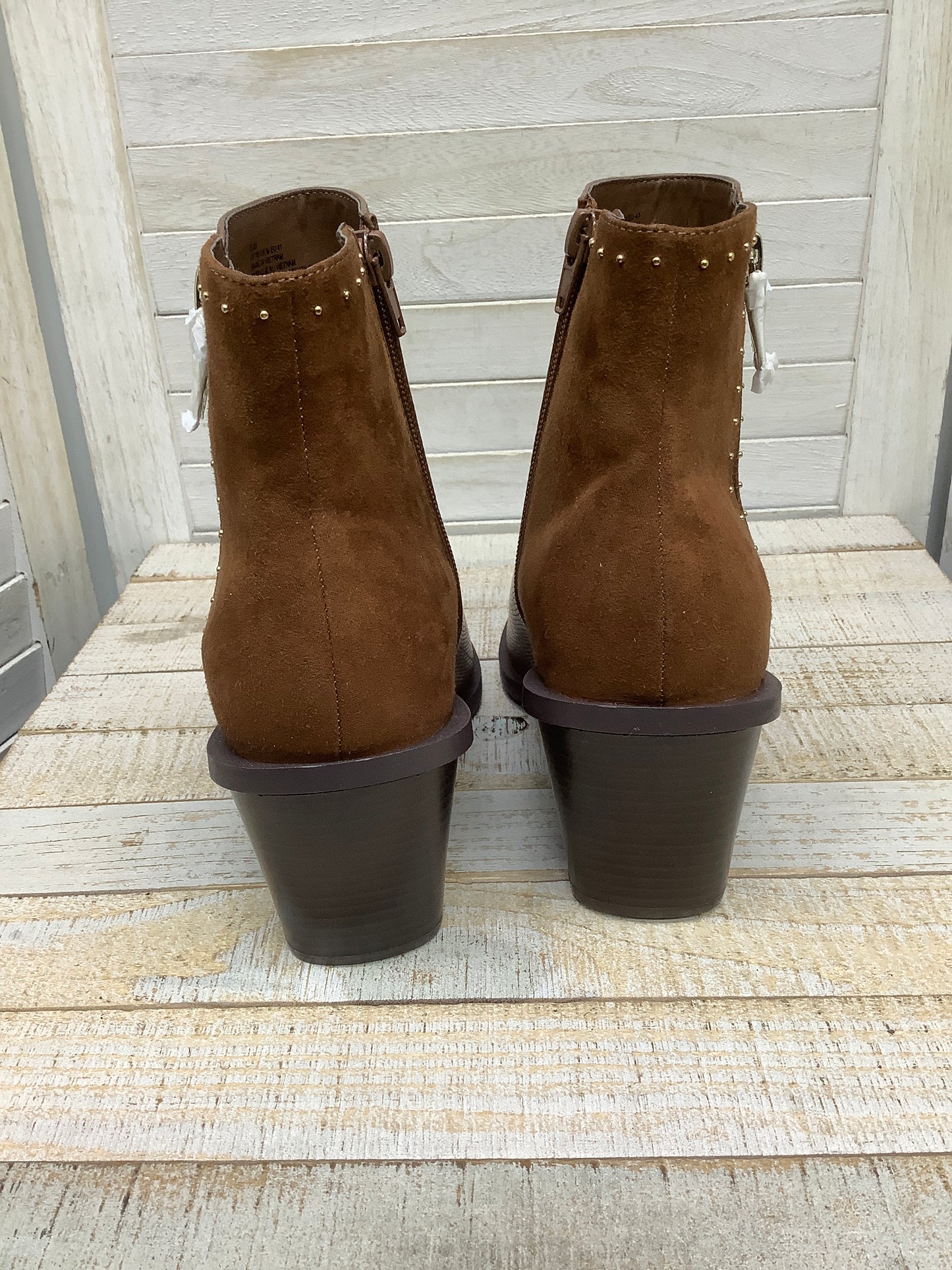 Brown Boots Ankle Heels Shoedazzle, Size 10