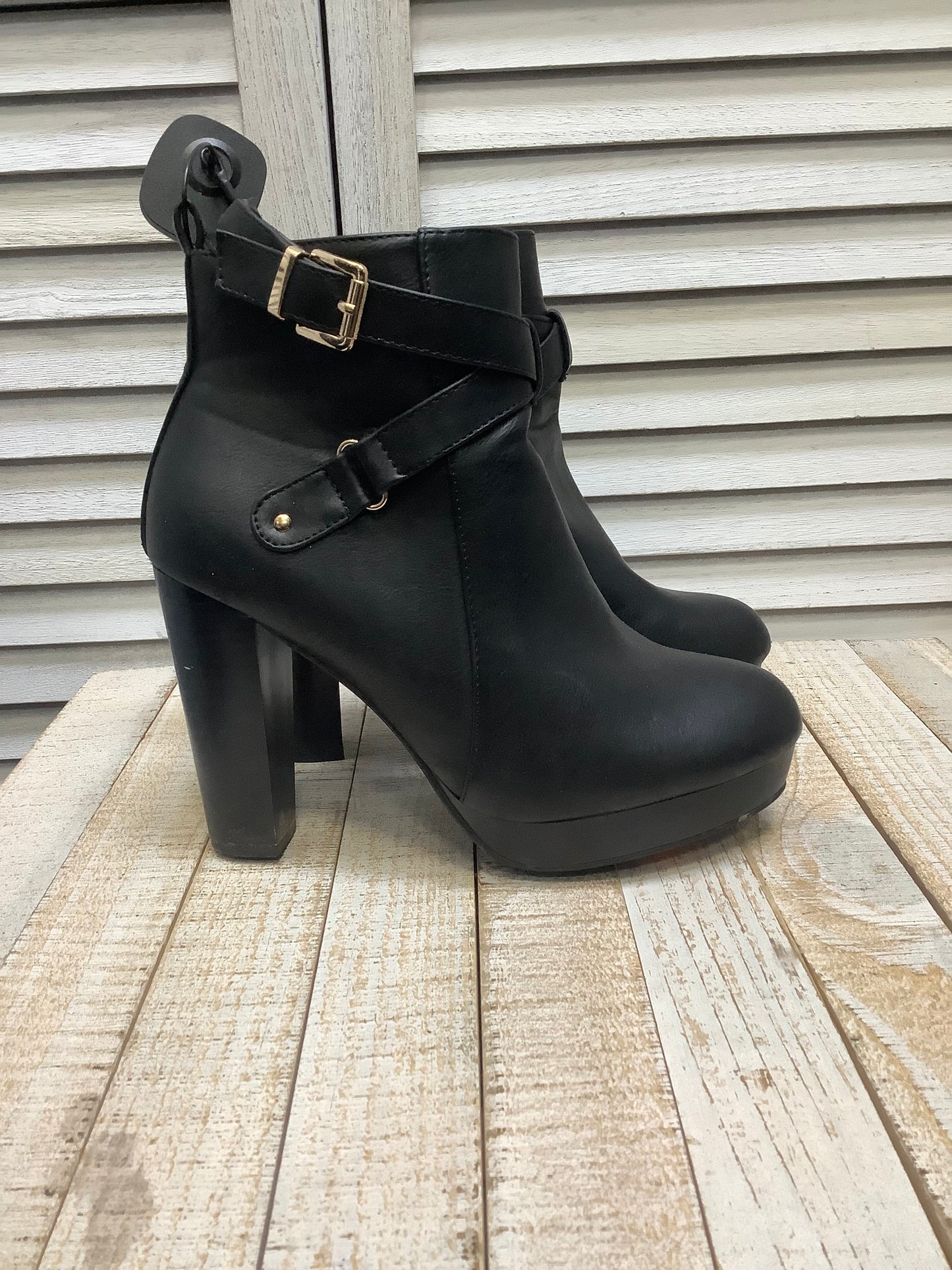 Boots Ankle Heels By Top Moda In Black, Size: 8.5