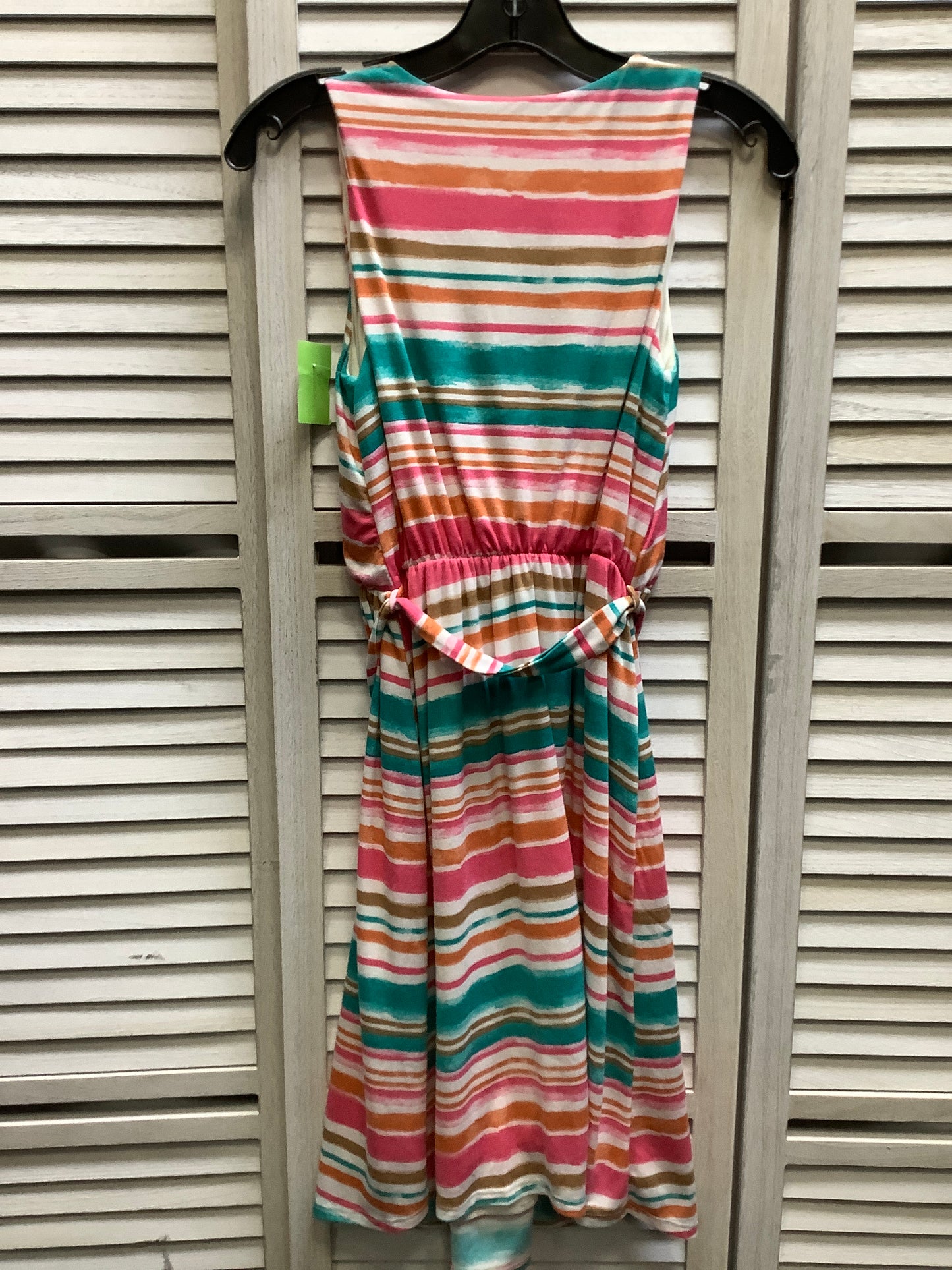 Striped Pattern Dress Casual Midi Pink Blush, Size S