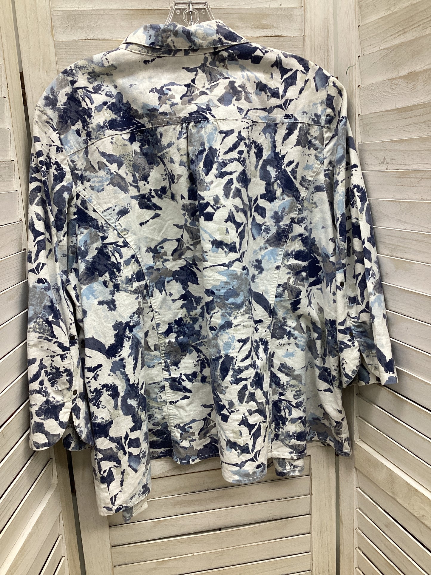 Jacket Shirt By Cj Banks In Blue White, Size: Xl