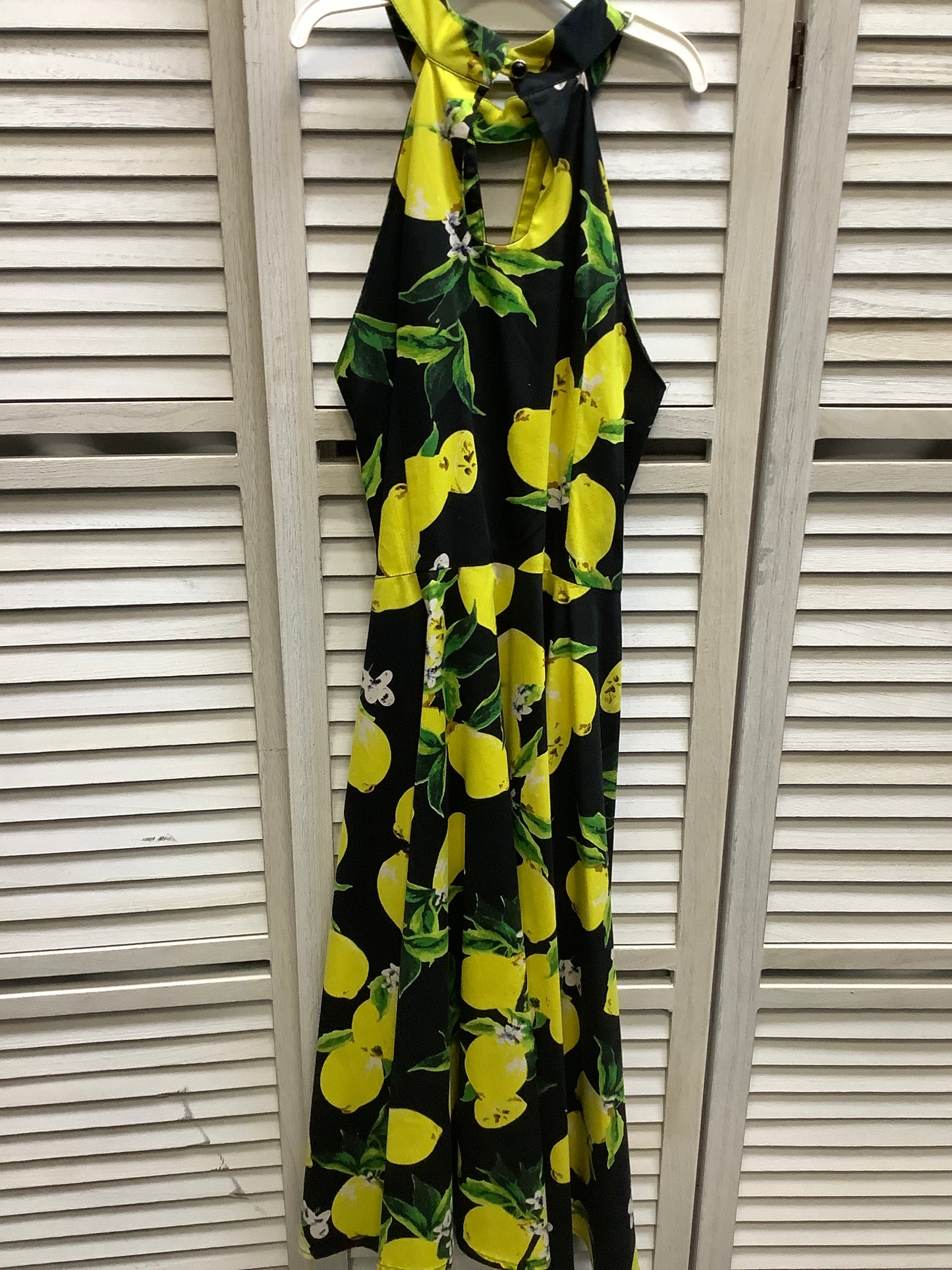 Black & Yellow Dress Casual Midi Clothes Mentor, Size 4