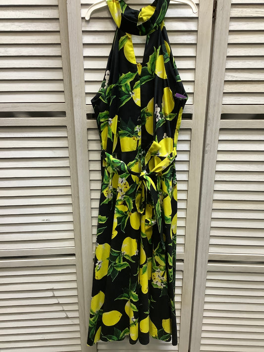 Black & Yellow Dress Casual Midi Clothes Mentor, Size 4