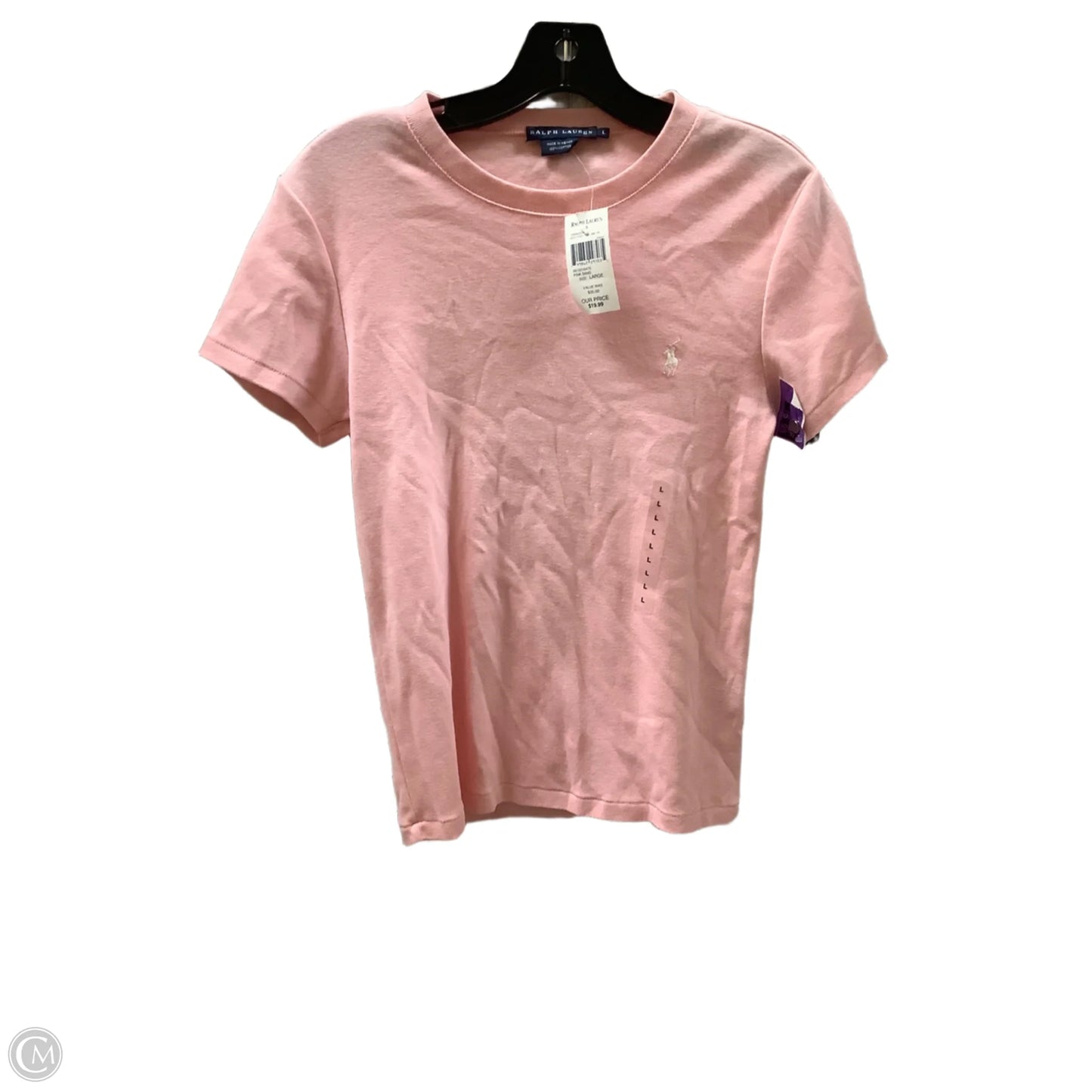 Top Short Sleeve By Ralph Lauren Blue Label In Pink, Size: L