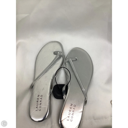 Sandals Flip Flops By Lc Lauren Conrad In Silver, Size: 7