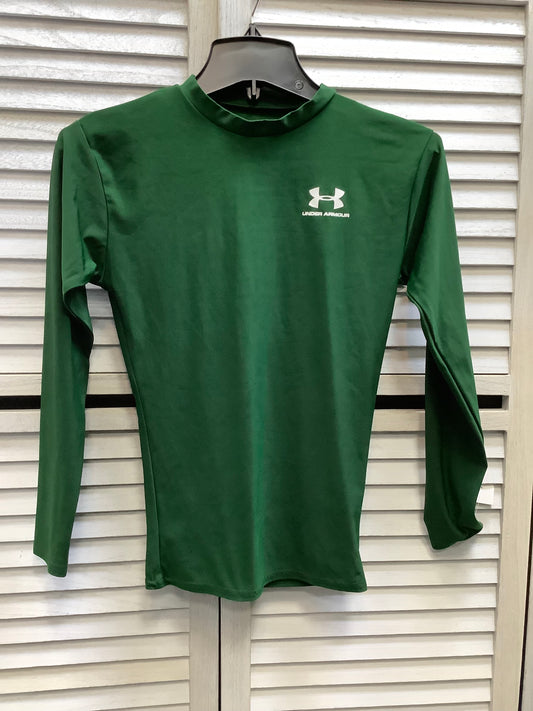 Athletic Top Long Sleeve Collar By Under Armour In Green, Size: S