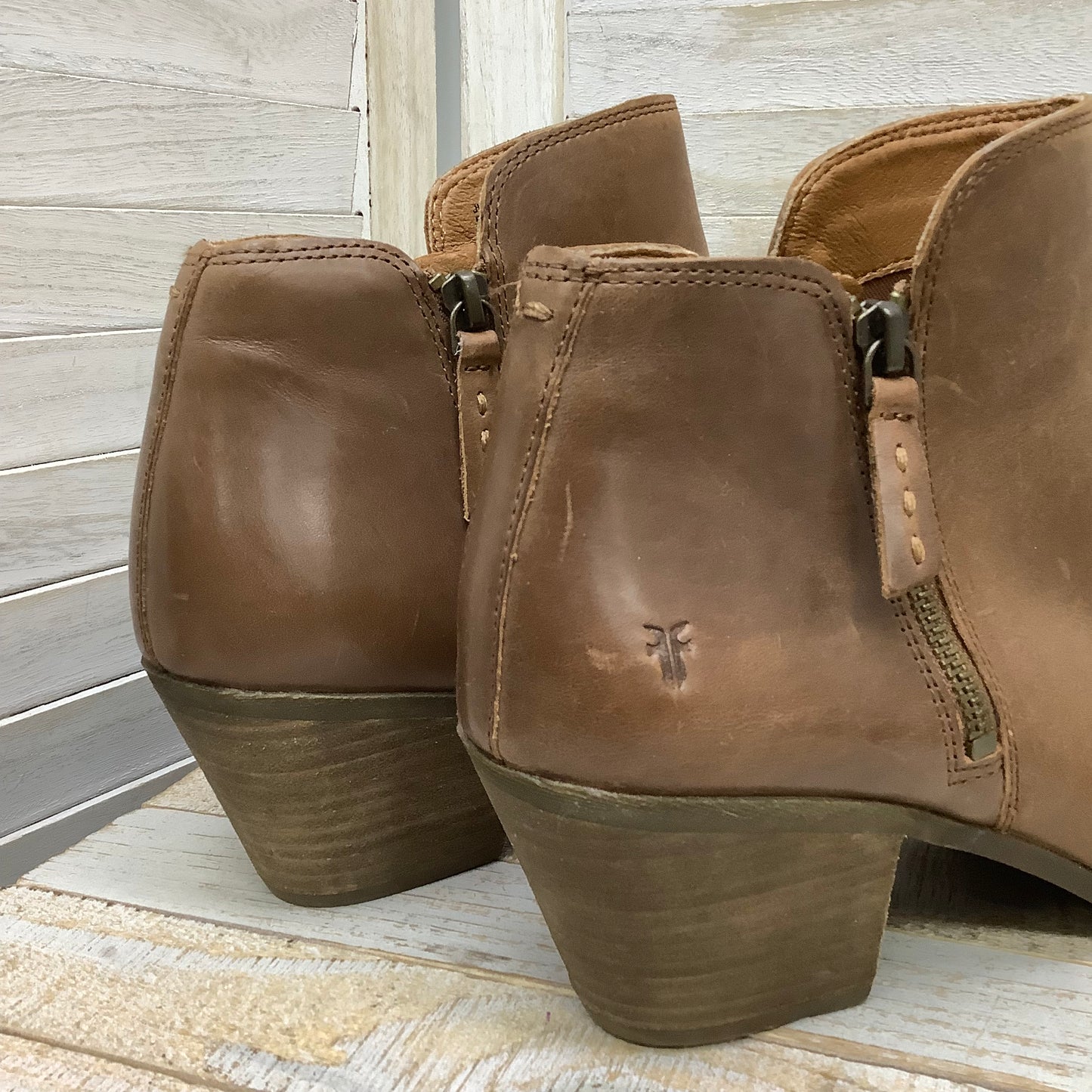 Brown Boots Ankle Heels Frye, Size 9.5