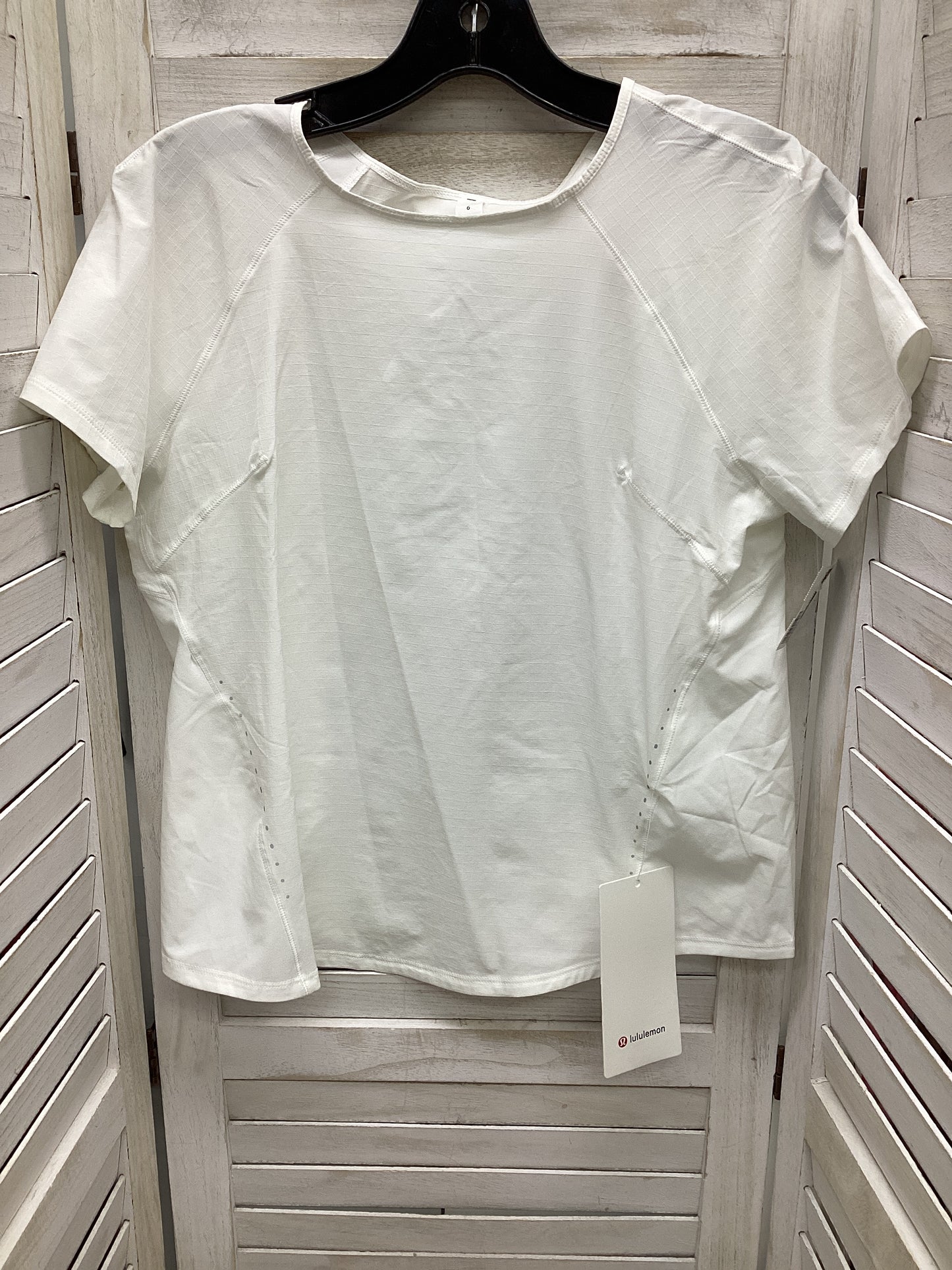 White Athletic Top Short Sleeve Lululemon, Size 6