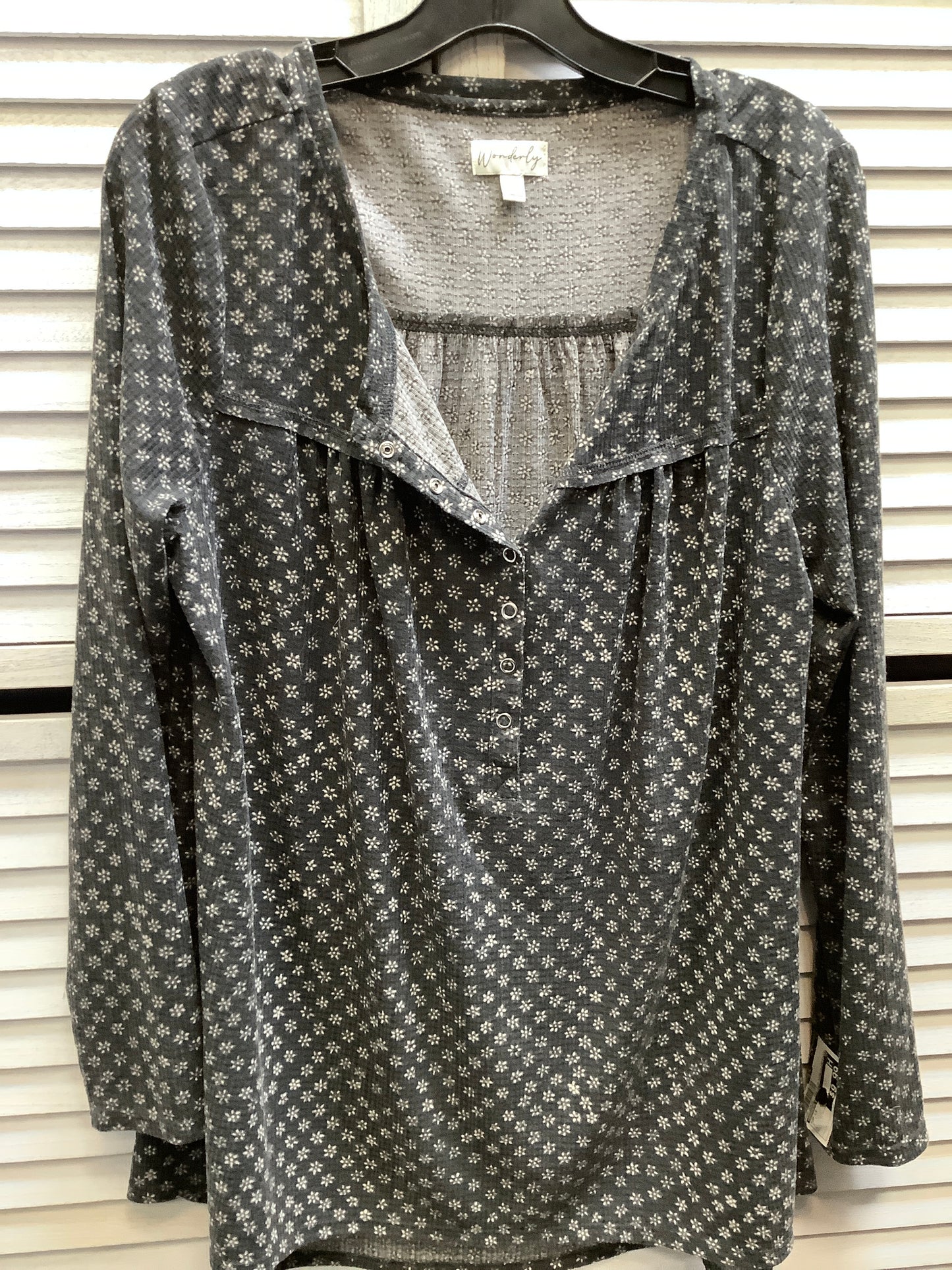 Top Long Sleeve By Wonderly In Grey, Size: L