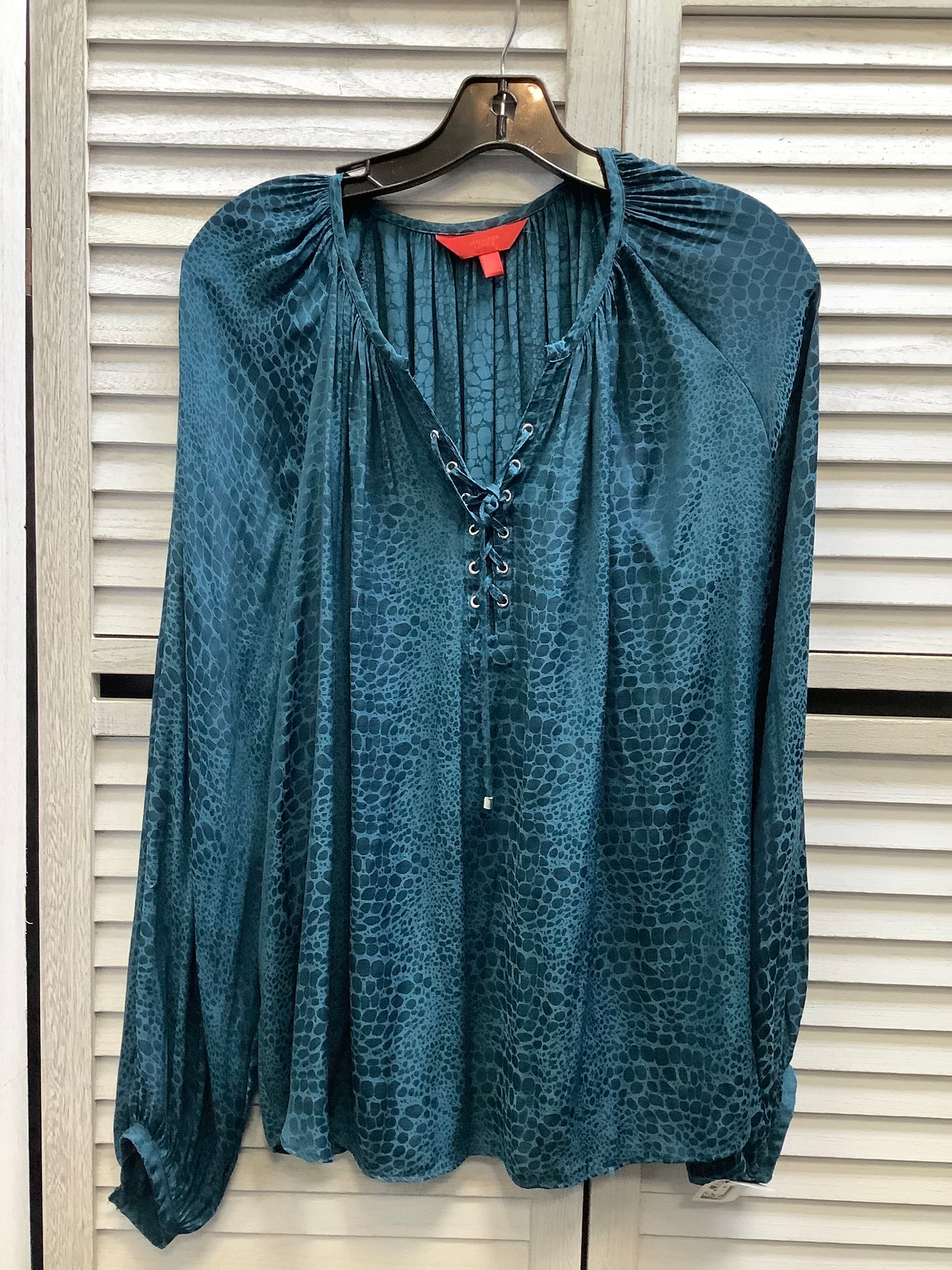 Top Long Sleeve By Jennifer Lopez In Teal, Size: Xl