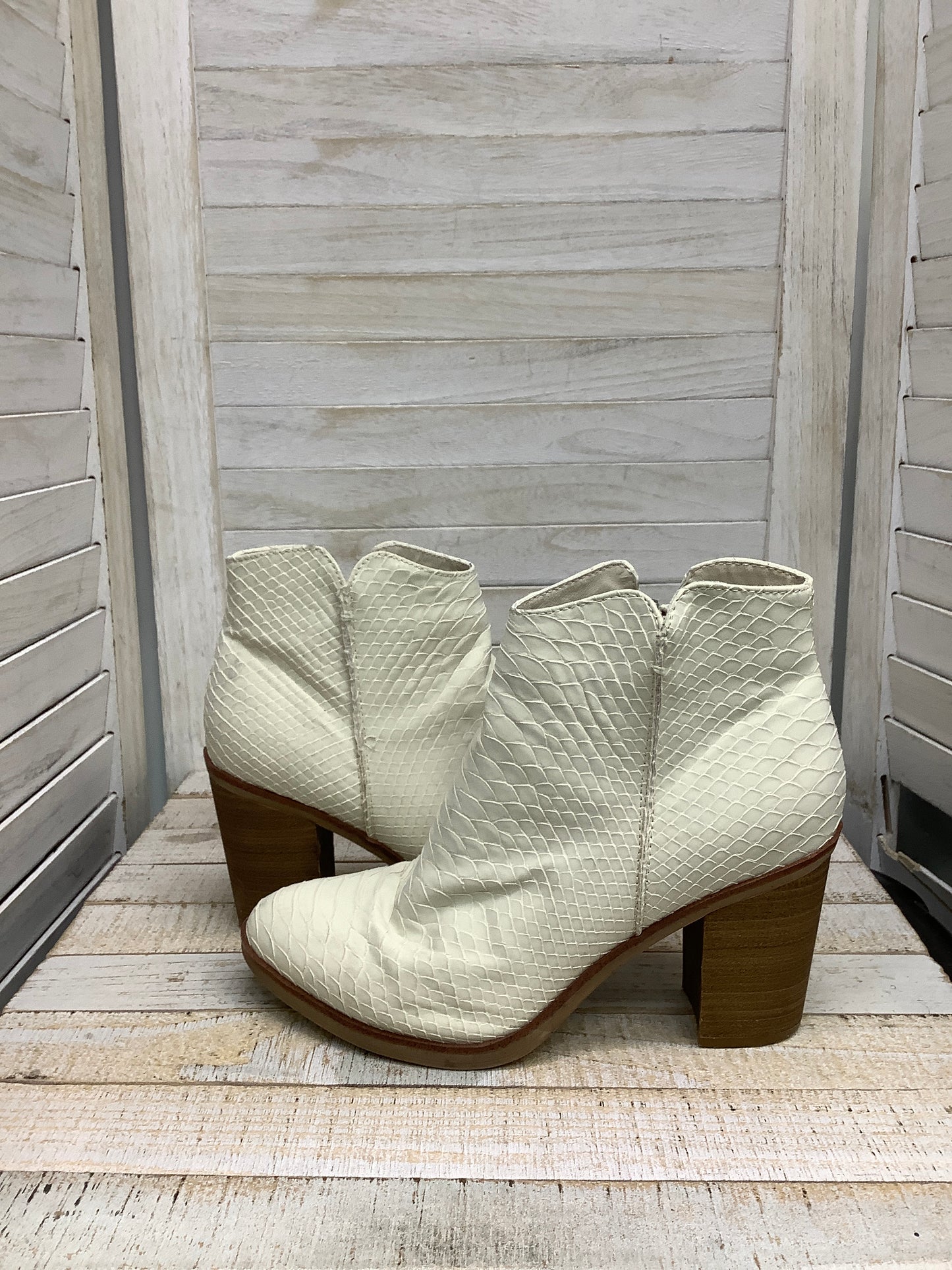 Boots Ankle Heels By Mia In Cream, Size: 8