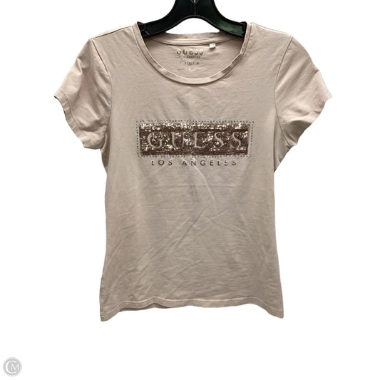 Top Short Sleeve By Guess In Pink, Size: M