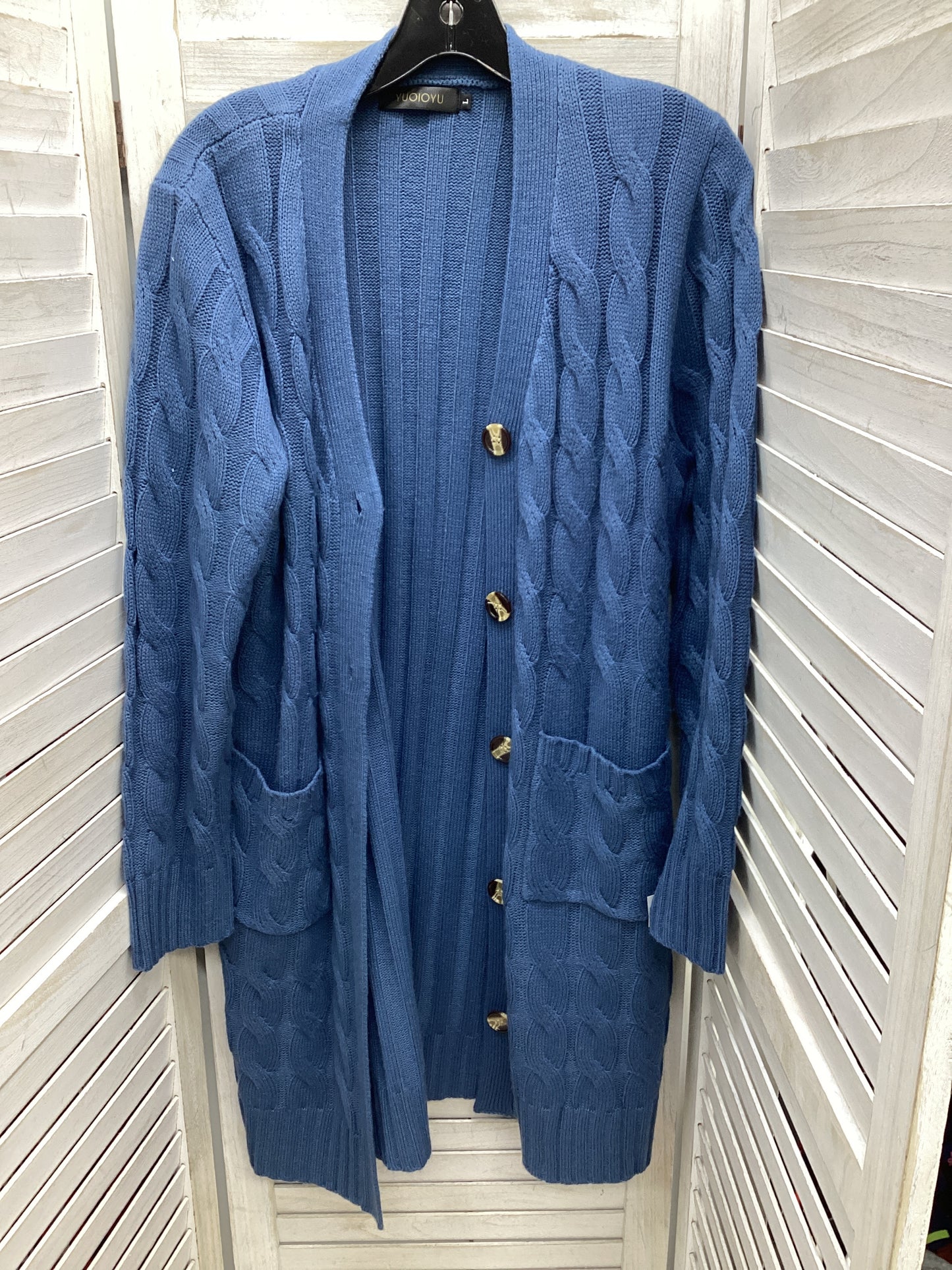 Cardigan By Clothes Mentor In Blue, Size: L