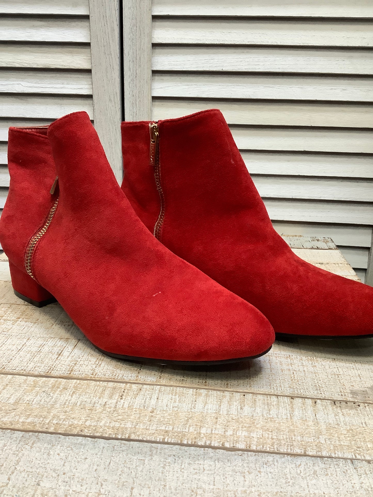 Boots Ankle Heels By Clothes Mentor In Red, Size: 11