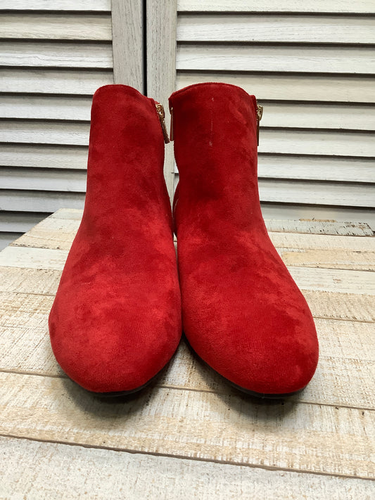 Boots Ankle Heels By Clothes Mentor In Red, Size: 11