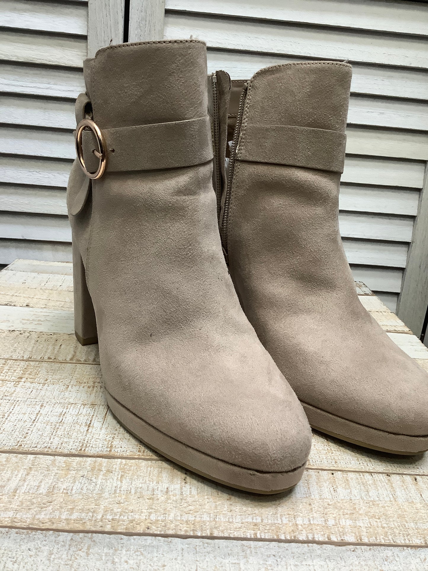 Boots Ankle Heels By Lc Lauren Conrad In Taupe, Size: 10