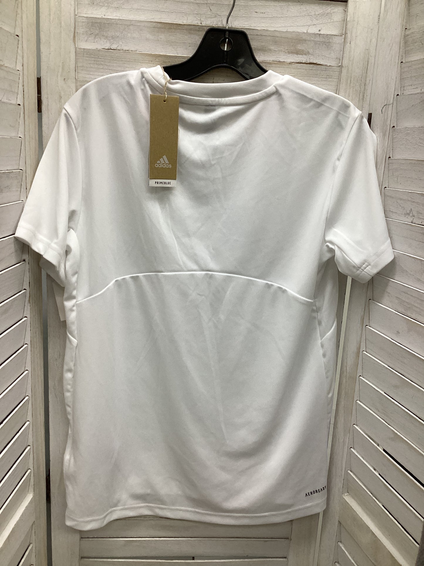 Athletic Top Short Sleeve By Adidas In White, Size: M