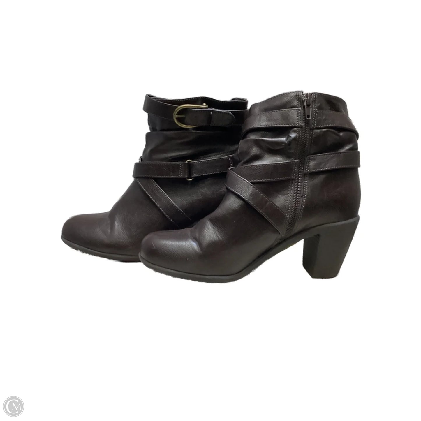Boots Ankle Heels By Clothes Mentor In Brown, Size: 8