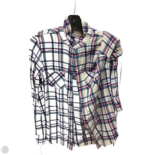 Top Long Sleeve By Merona In Plaid Pattern, Size: M
