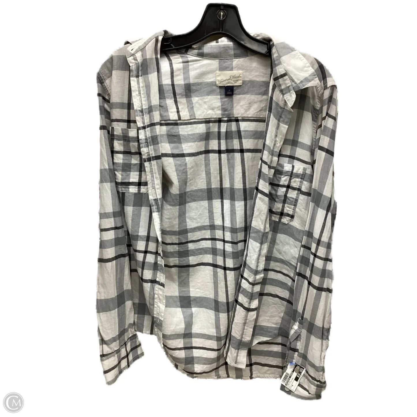 Top Long Sleeve By Universal Thread In Plaid Pattern, Size: M